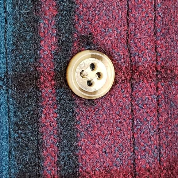 Eddie Bauer Mens Size M Wool Plaid Button Up Collar Long Sleeve Vintage - Picture 4 of 10